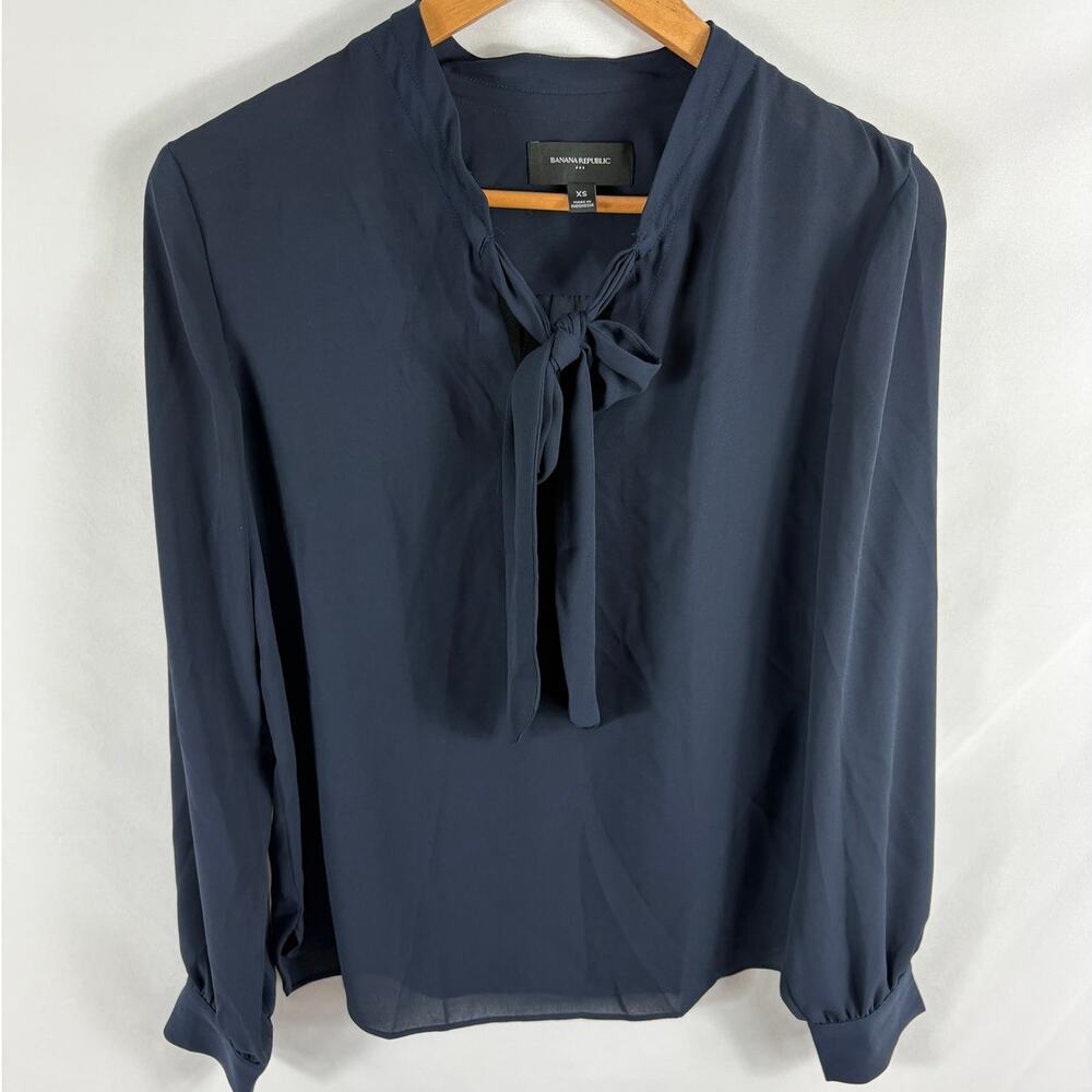 Banana Republic Tie Neck Chiffon Long Sleeve Blouse Size XS